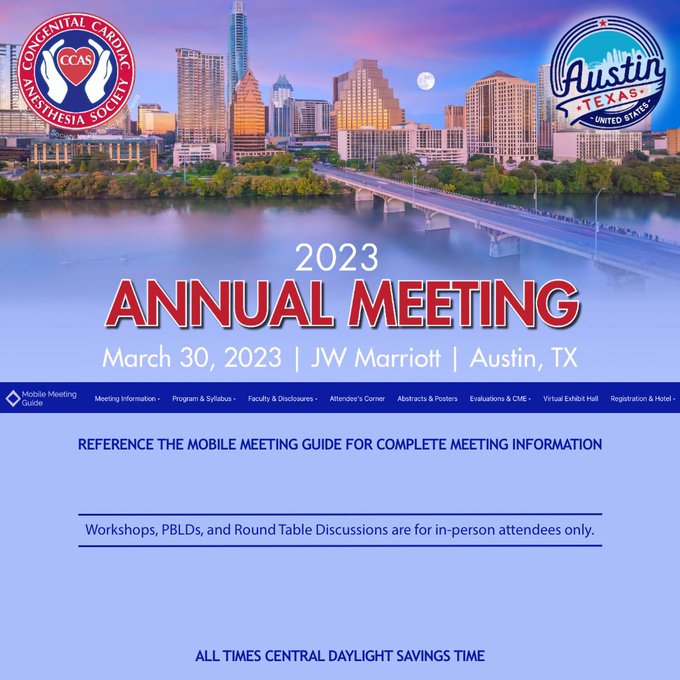 Congenital Cardiac Anesthesia Society Annual Meeting 2023