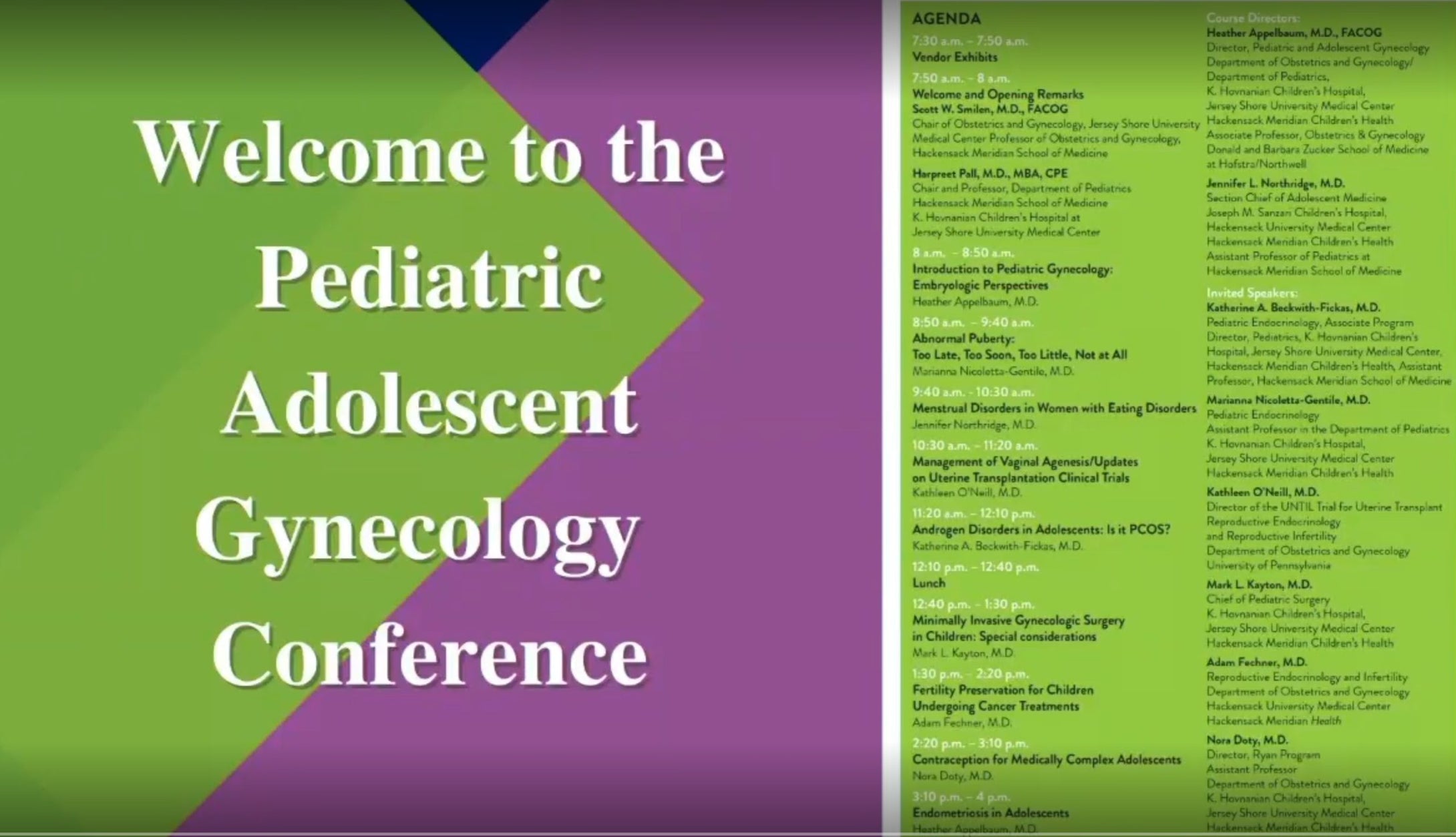 Hackensack Meridian Pediatric Adolescent Gynecology Conference 2022