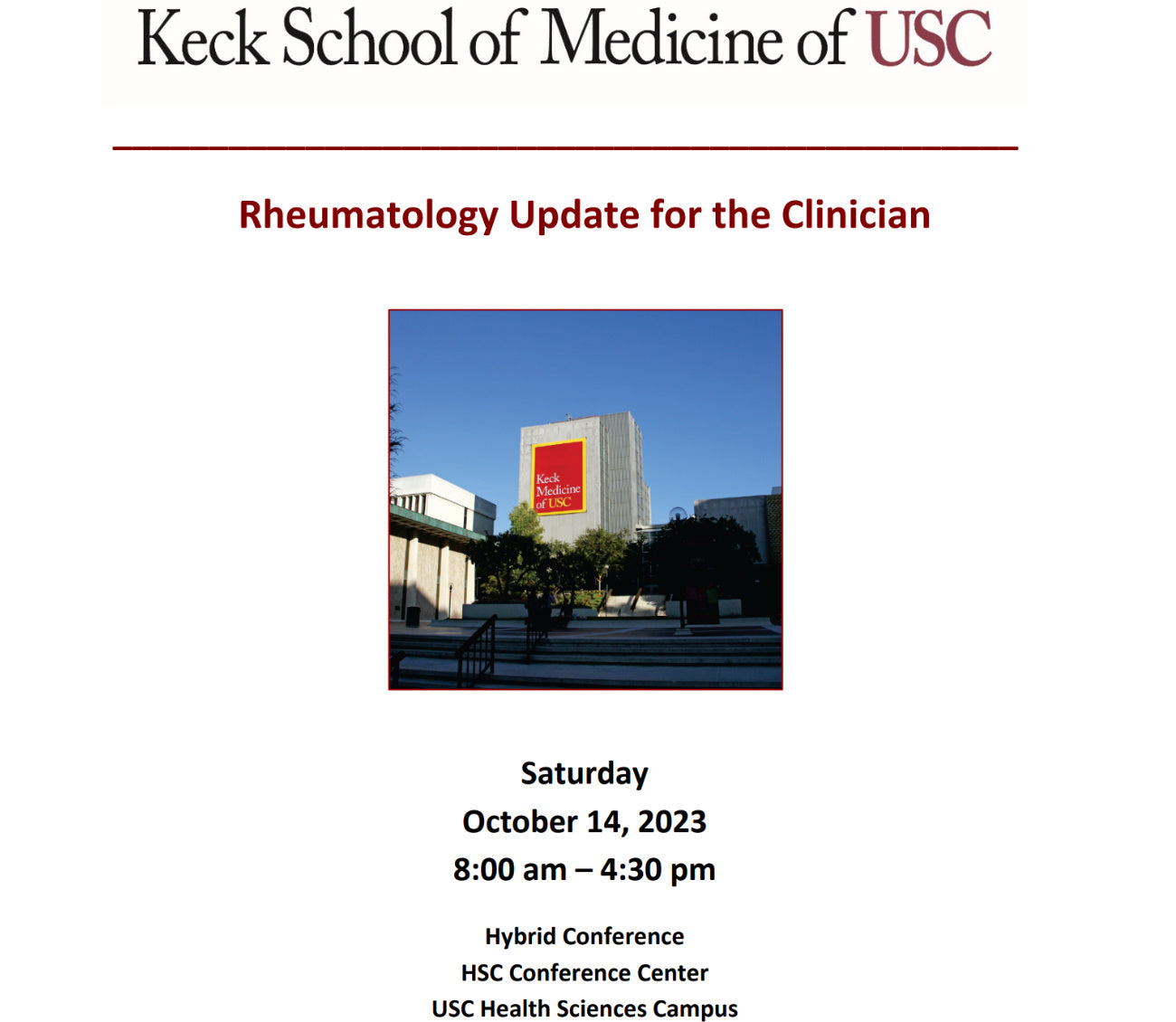 Keck USC Rheumatology Update for the Clinician 2023