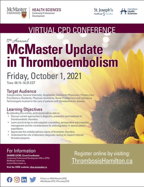 McMaster 17th Annual Update Thromboembolism 2021